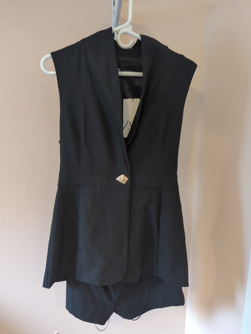 NWT Zara Black Medium Tailored Jumpsuit  Skort Dress with Special Button